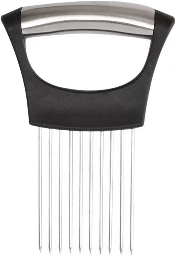 3Pcs onion slicer ,Kitchen Prong Slicer for Vegetables and Meat, Stainless Steel Tines with Safety Handle, Black (3)