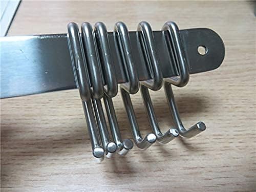 Stainless Steel Kitchen Utensil Racks Holder Hanging Rail Organize Pots Pans Kitchen Knife Gadgets On Wall Mounted Hanger Bar Rail Under Cabinet Shelf (6 Hook,17") Pack of 2