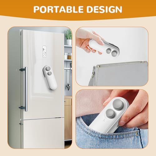 2-in-1 Mini Bag Sealer with Cutter & Magnet - Rechargeable Handheld Heat Sealing Machine for Snack & Chip Bags - Portable Food Storage Resealer (White, 2pcs)