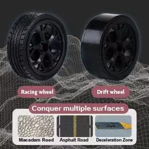 FelizWina-2.4G,1:14,High Speed Remote Control Drift Car,2 Rechargeable Battery,LED,Light up,up to 28Km/H,4WD Racing Fast Drift RC Car Vehicle Toys for Boys Girls, Xmas Birthday Gifts for Kids,1