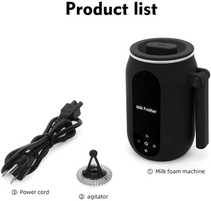 Ejoyous Electric Milk Frother, 450ml Electric Warm and Cold Foam Frother, 4-in-1 Milk Steamer with Rotatable Handle Foam Maker for Latte, Cappuccinos, Macchiato, Hot Chocolate