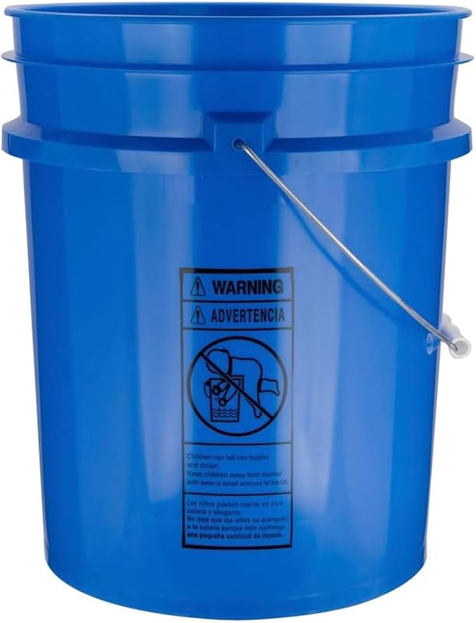 House Naturals 5 Gallon Premium HPDE Plastic Bucket - Made in USA Food Grade Storage Container, BPA Free All Purpose Pail (2, Blue)