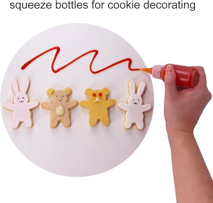 20 Pack 2-Ounce Plastic Squeeze Bottles with Measurement - Cookie Decorating Supplies, Cookie Supplies Writer Bottles Food Coloring and Royal Icing Supplies