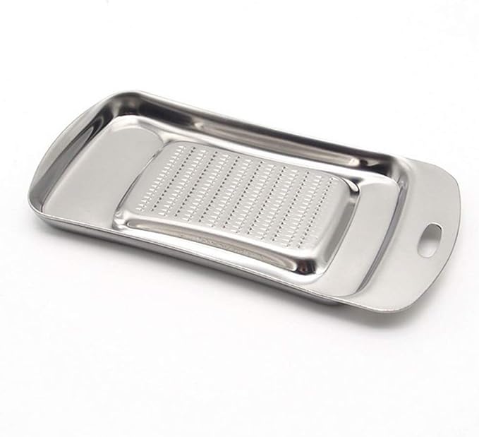 Stainless Steel Ginger Grater, Lemon Zester, Cheese Grater with Wasabi Garlic Grinding Tool for Sushi, Sashimi, Tempura, Silver
