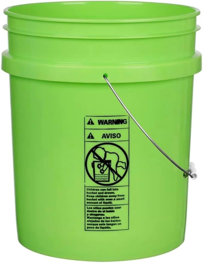 House Naturals 5 Gallon Premium HPDE Plastic Bucket - Made in USA Food Grade Storage Container, BPA Free All Purpose Pail (3, Lime)
