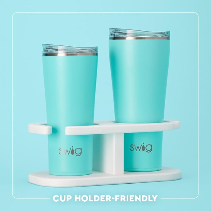 Swig Life 32oz Insulated Tumbler, Travel Coffee Tumbler with Lid, Cup Holder Friendly Travel Coffee Mug, Stainless Steel, 32 oz, Reusable Insulated Mug with Lid (Giddy Up)
