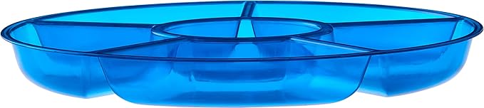 Plasticpro 6 Sectional Round Plastic Serving Tray/Platter (4, Blue)