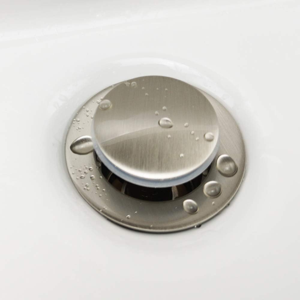 Purelux Pop up Drain Stopper for Bathroom Faucet Vanity or Vessel Sink Bathroom Drain Assembly No Overflow, Brushed Nickel