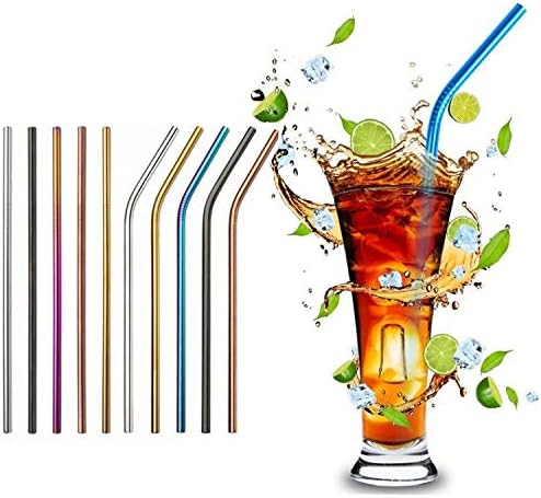 100Pcs Reusable Metal Straight Straw in Bulk Order. 265mm Long Rose Gold Drinking Straws Bronze Color Stainless Steel Straws for 20 and 30 oz Tumbler Yeti (10.5" Long, Rose Gold-100pcs Straight)