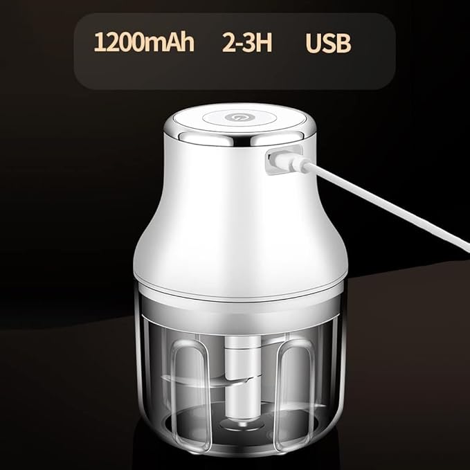 Electric Garlic Chopper, Mini Portable Food Chopper for Garlic Onion, USB Chargable Powerful Vegetable Chopper Garlic Mincer Garlic Press Small Food Processor for Veggie Meat (Size : Large)
