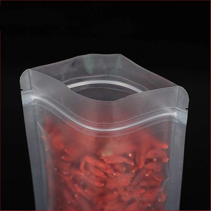 PABCK 100 Pack 3.9x5.9 inch Resealable Stand Up Bags Matte Clear Zipper Lock Heat Seal Pouches with Tear Notch for Zip Food Storage Lock Packing