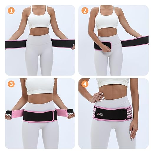 S-XXL Sacroiliac SI Joint Hip Belt for Women Men-Alleviate Sciatica|Pelvic|Back|Lower Back Support, Pelvic Support Belt, Adjustable Lumbar Pain Relief, Trochanter Belt, Pink, S(Hip Size 25-40")
