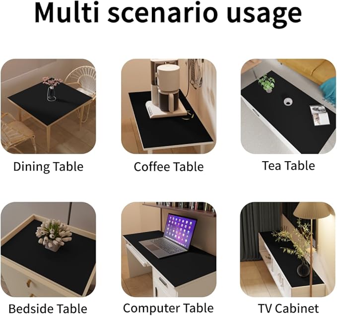Leather Nightstand Cover,1.8mm Thick,15.75x23.6 Inch end Table Cover,Side Table Cover,Bedside Table Cover,Bedside Tablecloth.(Black+Gray,15.75x23.6)