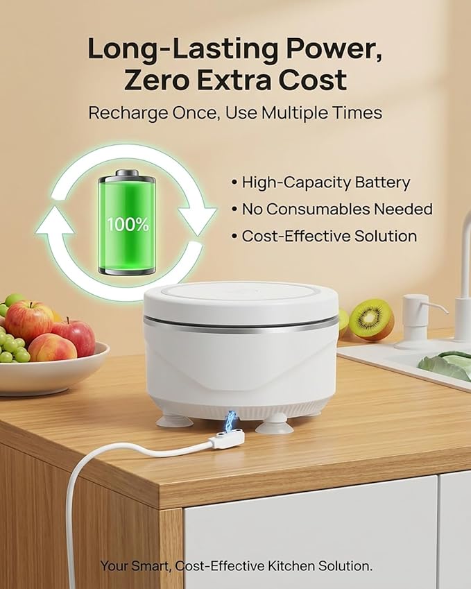 Ultrasonic Fruit and Vegetable Produce Cleaner Device Washing Machine Portable Wireless Waterproof Veggies Wash Cleaning Purifier with Titanium Electrolysis Purification for Home Kitchen(1PC)