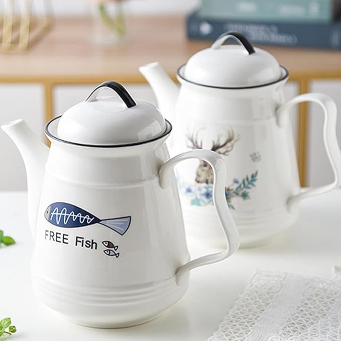 GRFIT Carafe Ceramic Cold Kettle with Handle Large Capacity Filter Teapot Teapot Home High Temperature Resistant Pitcher with Lid (170g) Water Pitcher (Color : F)