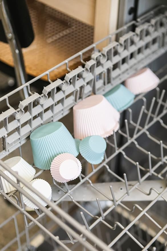 The Silicone Kitchen Reusable Silicone Baking Cups Silicone Muffin Liners for Cupcakes, BPA Free, Jumbo, 12 Pack, Pink Gray Blue
