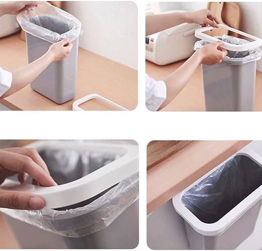 Trash Cans Hanging Waste Bin Under Kitchen Sink,Plastic Dustbins Over Cabinet Door with Top Ring to Fix Garbage Bag Outdoors and Home(White)
