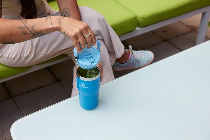 STANLEY IceFlow 2.0 Flip Straw Tumbler with Handle 20 oz | Twist On Lid and Flip Up Straw | Leak Resistant Water Bottle | Insulated Stainless Steel | BPA-Free | Black 2.0