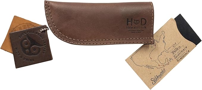 Hide & Drink, Hot Pan Handle Cover Handcrafted from Thick Full Grain Leather - Heat Resistant, Sturdy Grip for a Cast Iron Skillet, Frying Pan, Cookware - (Bourbon Brown)