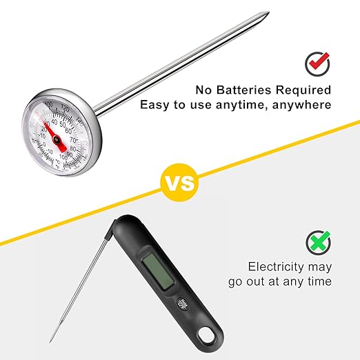 Meat Thermometer for Grilling, Food Thermometer for Cooking, Milk, Meat Thermometers for Grilling Cooking, Kitchen Instant Read Thermometer, Pocket Thermometers Food Temperature Probe