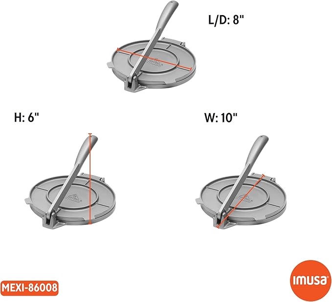 IMUSA USA Tortilla Press, 8 Inch, Silver