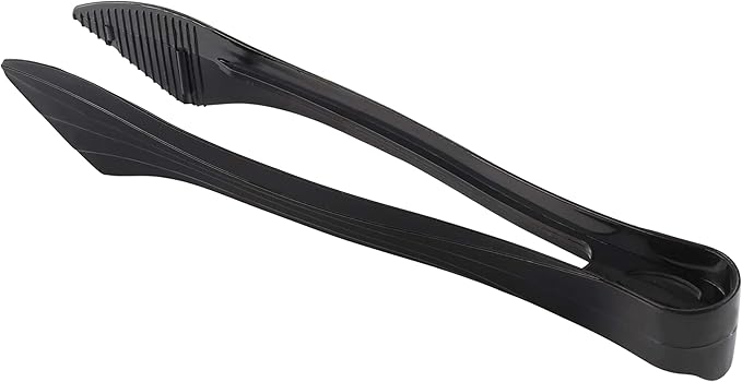 PARTY BARGAINS 8.5 Inches Plastic Serving Tongs, 24 Pack, Premium Quality & Heavy-Duty Black Plastic Tongs for BBQ, Salads, Grilling, Buffets, & Kitchen