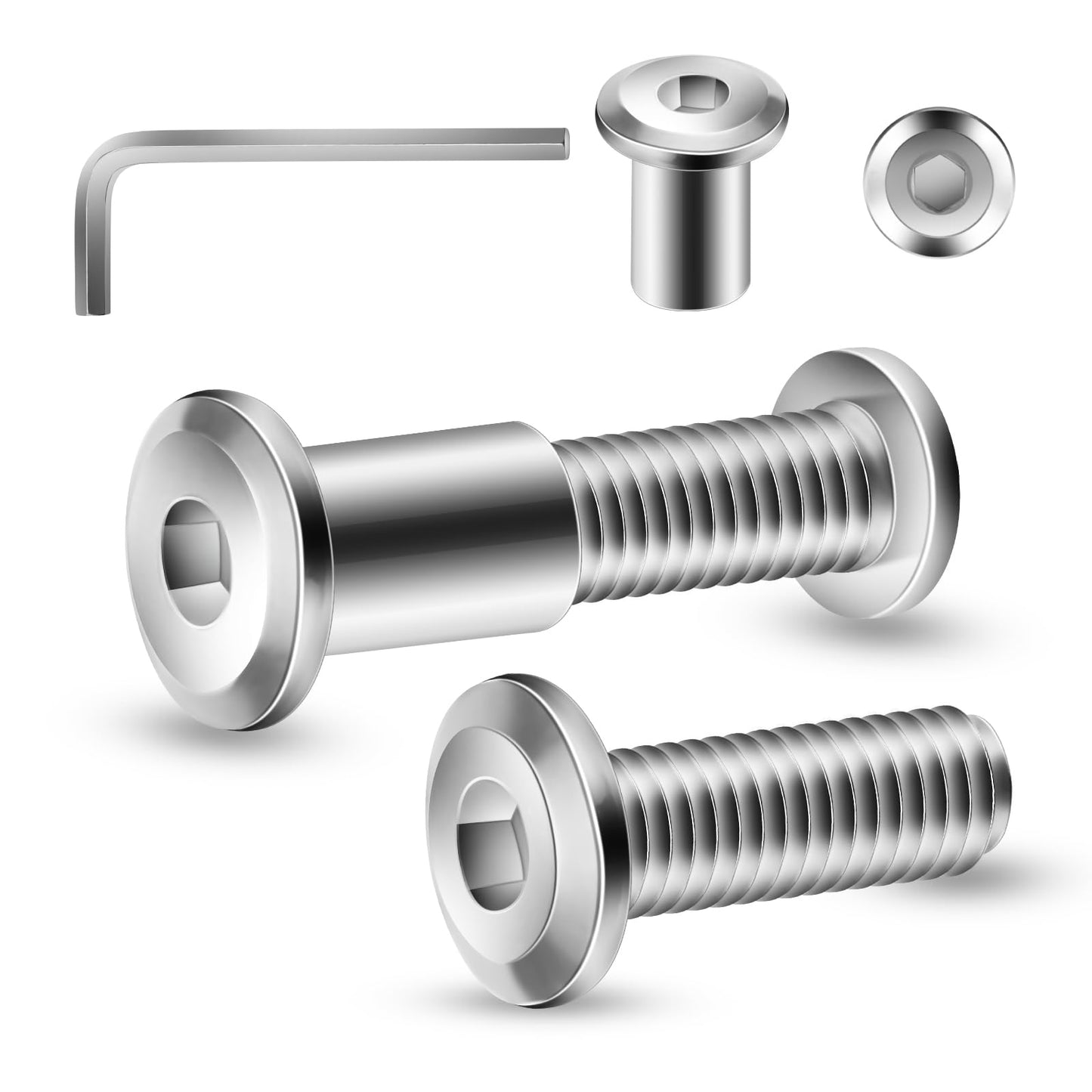 1/4-20 x 3/4" 20Pcs Flat Head Hex Socket Cap Screws Bolts Barrel Nuts Kit, 304 Stainless Steel 18-8, Full Thread by SG TZH (with Hex Spanner)