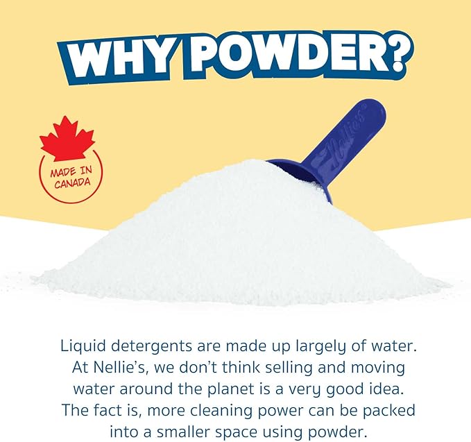 Nellie's Dishwasher Powder - Tough on Food Residue, Plant-Based Ingredients, Spotless Clean, High-Efficiency Dishwashing Solution - 100 Scoop Tin - (Made in Canada)