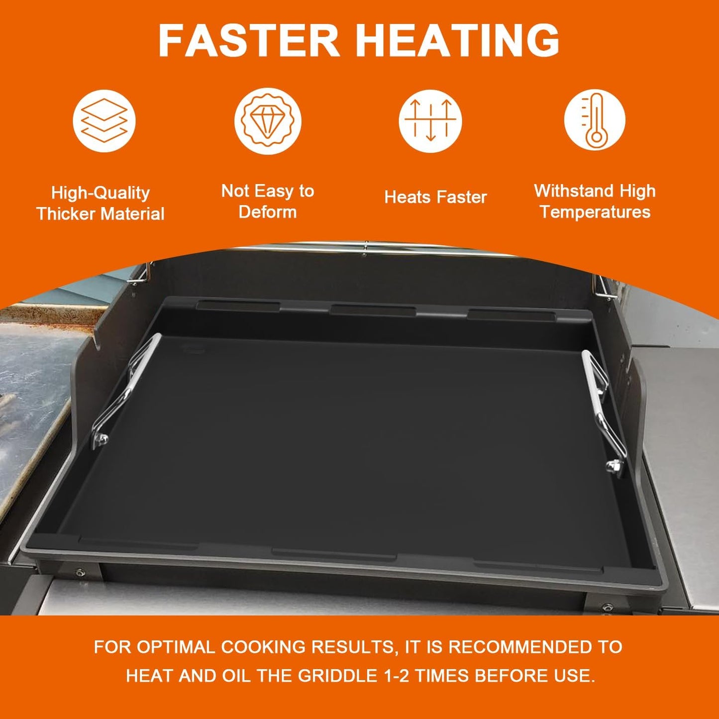 18" Full-Size Griddle Insert for Charbroil Performance 2 Burner 463625219 463625217 463673519 463673017 463673517, Flat Top Griddle for Charbroil Gas Grill, Replacement for G470-0002-W1 G470-0003-W1