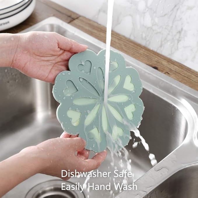 Set of 4 Silicone Trivet Mat - Table & Countertop Hot Pads - Non-Slip & Heat Resistant Modern Kitchen Pads for Pots & Pans, White