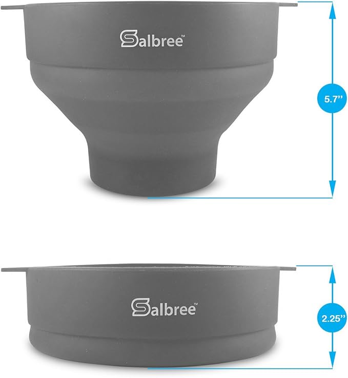 The Original Salbree Collapsible Silicone Microwave Popcorn Popper Maker Machine, Microwavable Bowl Holds 16 Cups, Uses Hot Air and Oil Always Optional - The Most Colors Available (Gray)