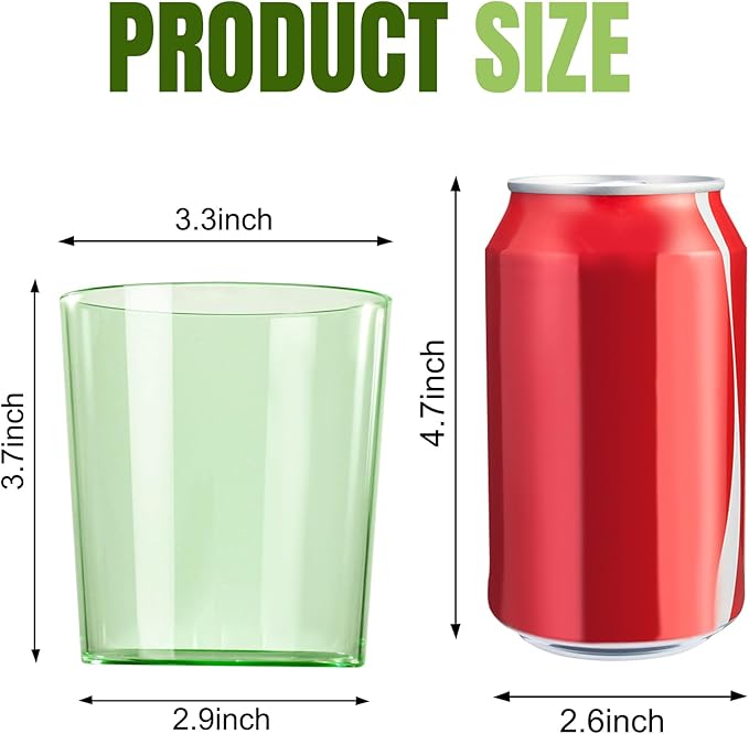 Liacere Plastic Drinking Glasses (Set of 12) 14 oz Green Reusable Plastic Glasses Colors,Kitchen Water Glasses Cup, Bar Tumbler Glassware Set for Beer, Juice, Cocktail, Whiskey, Milk