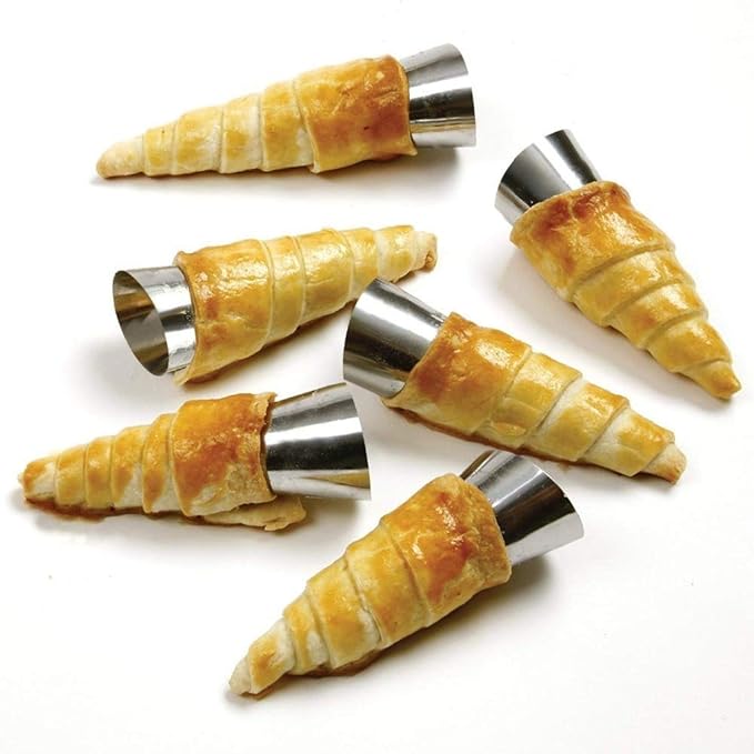 30 Pack Cream Horns Molud Set, Large Stainless Steel Canolis Forms Cannoli Kit for Baking Cannolis, Croissant Shell, Cream Roll Dessert, Safety Filled Edges