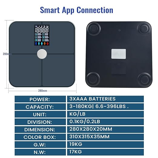 Smart Body Fat Scale with Heart Rate Monitor - 19 Key Health Metrics, ITO Glass Technology, Auto-On LCD Display, 8 User Profiles, 400lbs Capacity, App Sync Body Composition Analyzer