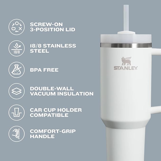 STANLEY Quencher H2.0 Tumbler with Handle and Straw 40 oz | Flowstate 3-Position Lid | Cup Holder Compatible for Travel | Insulated Stainless Steel Cup | BPA-Free | Exclusive Thyme