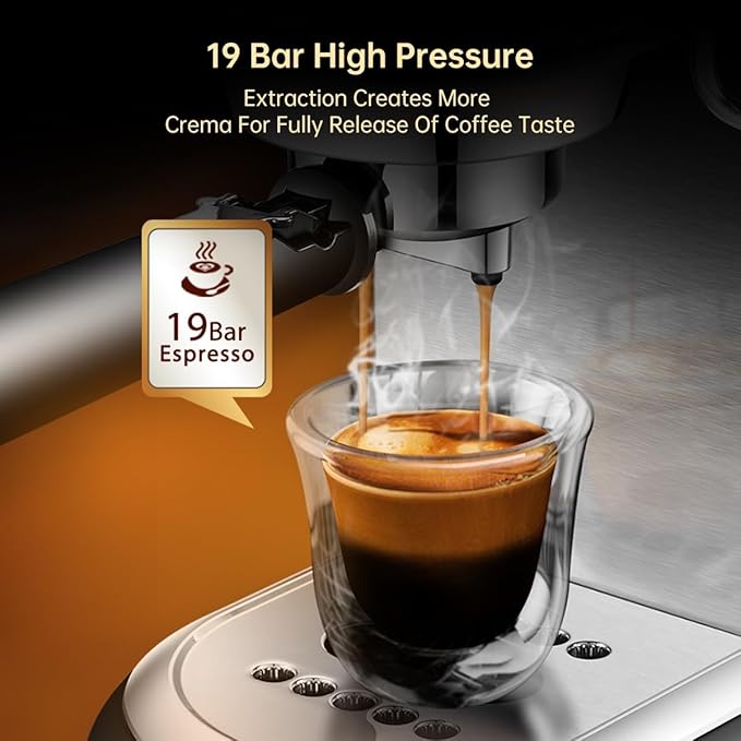 Semi-auto Stainless Steel Household Coffee Machine 19 Capsules Superfine Capsule Powder Coffee Machine Cappuccino and Espresso H11 (Color : H11G1Jug Mat Tamper, Size : CHINA_US)
