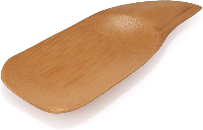 BambooMN - 4" Small Solid Bamboo Curved Handle Scoop, 100pcs