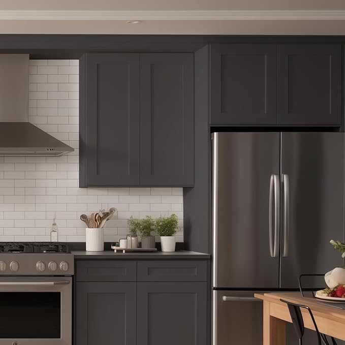 Wall-Mounted Cabinet – Solid Wood Shaker Style Medicine Cabinet with Adjustable Shelves & Soft-Close Doors for Bathroom, Kitchen, and Office Storage (Pebble Gray, 27" W x 12" D x 36" H)
