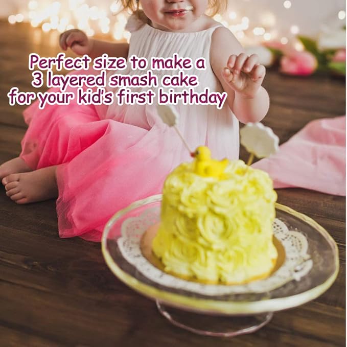 E-far 4 Inch Small Cake Pan Set of 3, Stainless Steel Mini Round Smash Cake Baking Pans, Non-Toxic & Healthy, Mirror Finish & Dishwasher Safe