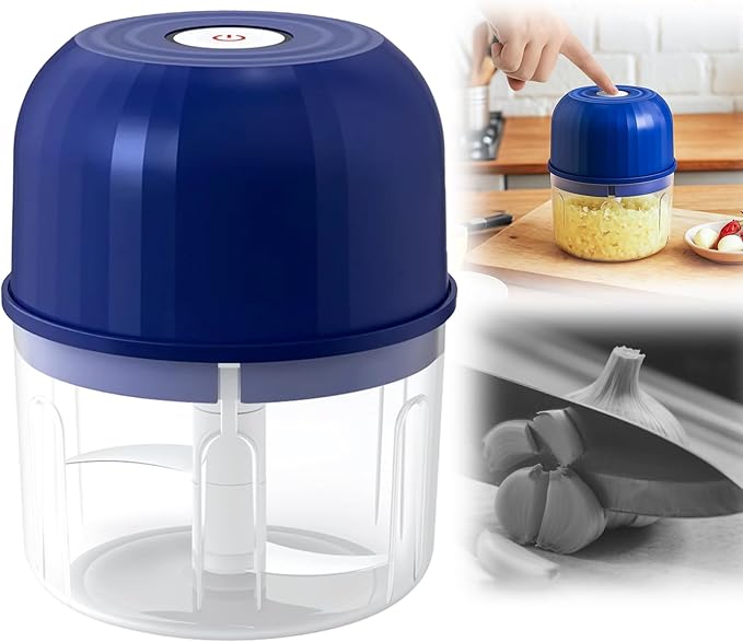 Electric Garlic Chopper, Rechargeable Portable and Cordless Mini Food Processor, Vegetable Chopper with Stainless Steel Blade for Kitchen Food Processor for Ginger Chili (Light Green)