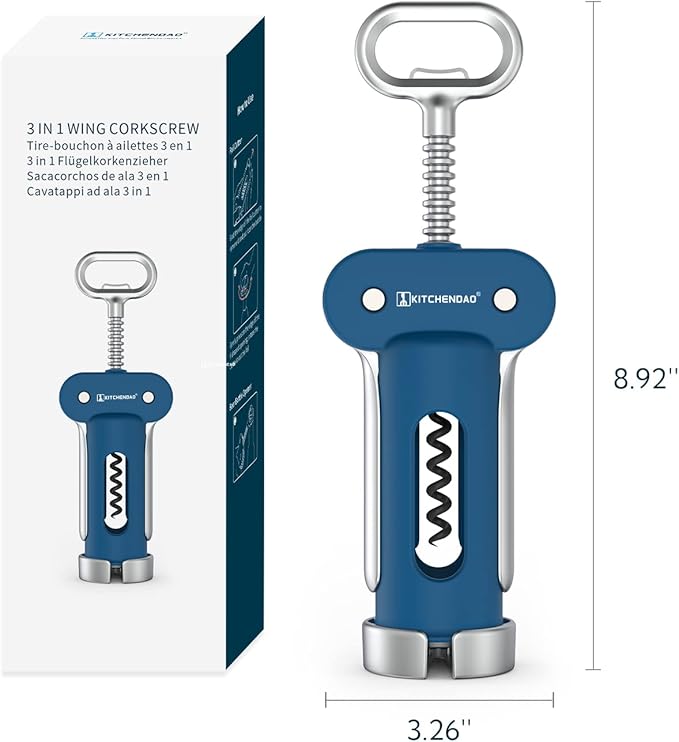 KITCHENDAO Wine Saver Pump with Sound Indicator and 3 in 1 Wing Corkscrew Wine Bottle Opener
