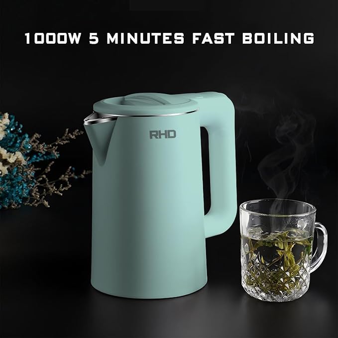 0.8L Small Electric Kettles for Boiling Water, Stainless Steel Mini Travel Kettle, 1000W Fast Boil Teapot, Boil-Dry Protection & Auto Shut-Off, Perfect For Traveling Cooking, Coffee, Tea, Eggs(Green)