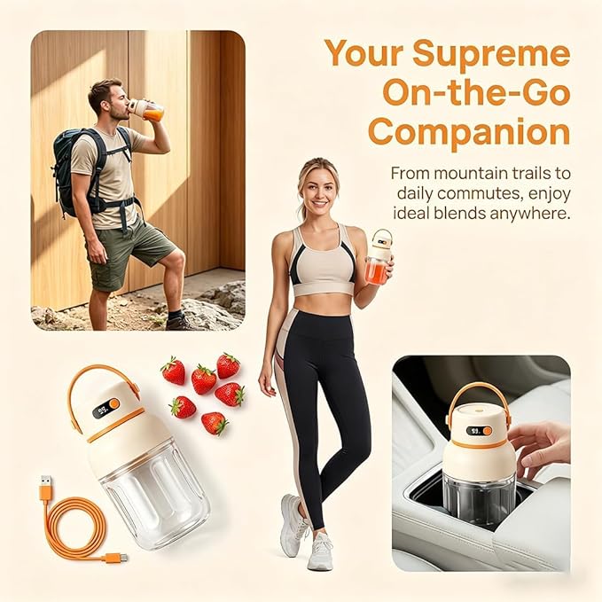 Portable Electric Juicer Cup with Zero Cord Hassle, 33 Oz Cordless Personal Juicer Cup, Digital Display Portable Juicers Blender with Stainless Steel Blades, USB-C (green-1000ml)