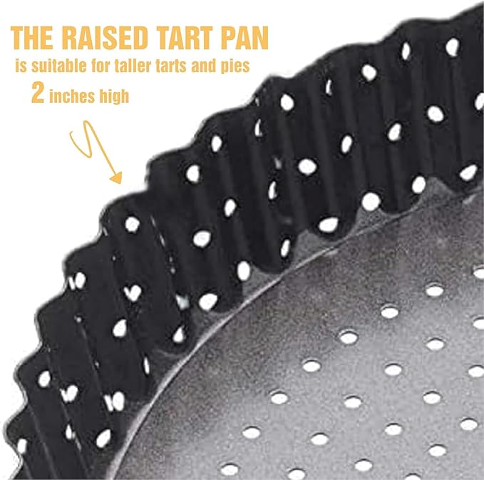 Quiche Lorraine Deep Dish Pie Pan - 9.44 inch Tart Pans with Removable Bottoms - Apple Pie Pan - 9.44 inch Tarte Tatin Pan - Deep Dish Pie Crust - Quiche Baking Dish