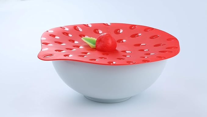 Charles Viancin - Strawberry Silicone Lid for Food Storage and Cooking - 9''/23cm - Airtight Seal on Any Smooth Rim Surface - BPA-Free - Oven, Microwave, Freezer, Stovetop and Dishwasher Safe