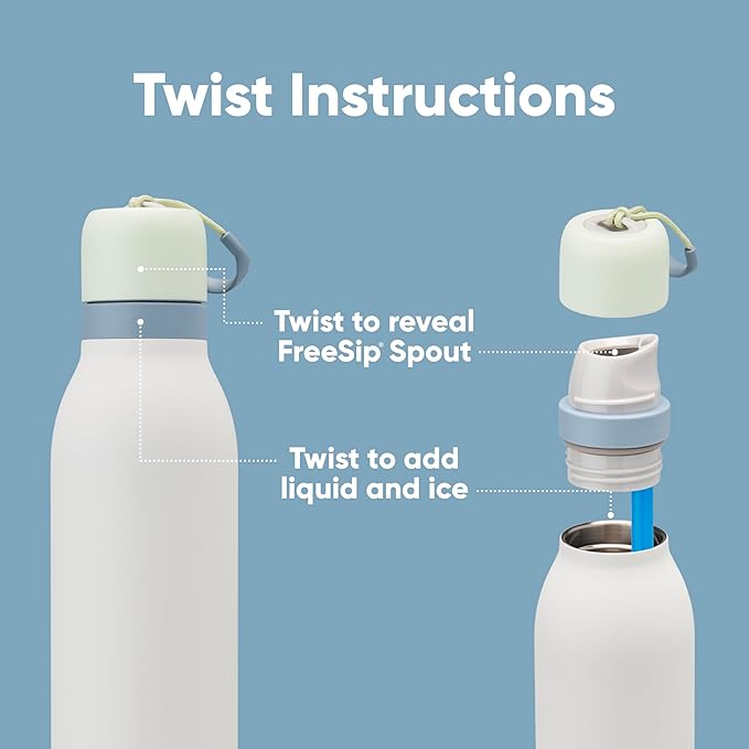 Owala FreeSip Twist Insulated Stainless Steel Water Bottle with Straw for Sports and Travel, BPA-Free, 24-oz, Blue (Vigilante) (DSG)