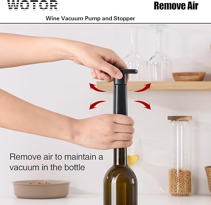WOTOR Wine Saver Vacuum Pump with 20 Stoppers, Reusable Bottle Sealer Keeps Wine Fresh