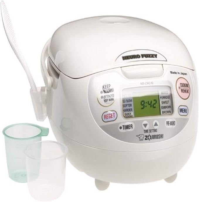 Zojirushi Micom Water Boiler & Warmer, 135 oz. / 4.0 Liters, Silver and Zojirushi NS-ZCC10 Neuro Fuzzy Rice Cooker, 5.5-Cup uncooked rice / 1L, White