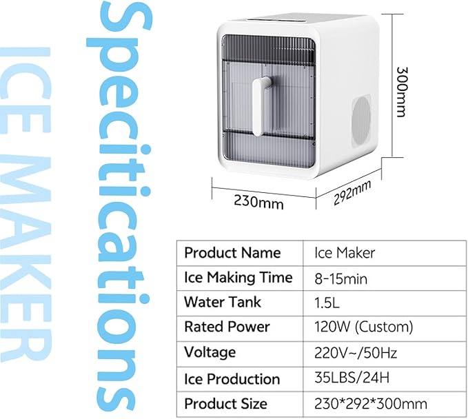 Clear Ice Maker, Makes Fresh Ice Cubes, Chilled Drinks, Makes 12 Ice Cubes in 10 Mins, Suitable for Making Hollow, Half-Hollow and Solid Ice Cubes, Summer Essential!
