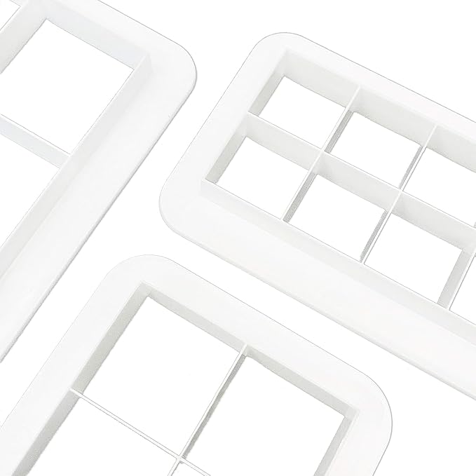 6Pcs White Square Cookie Cutter Set, Geometric Multicutter Square Cake Fondant Cutter, Cookie Cutter Biscuit Cutters Cake Decorating,Baking Tools and Accessories(3 Size)